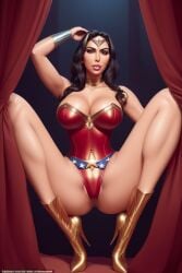 ai_generated bedroom_eyes big_breasts black_hair celebrity cleavage dc dc_comics diana_prince high_heel_boots high_heels inviting kim_kardashian long_hair navel_visible_through_clothes perchance_ai presenting real_person revealing_clothes self_upload spread_legs squatting superheroine tiara voluptuous whore_eyes wonder_woman wonder_woman_(cosplay) wonder_woman_(series)