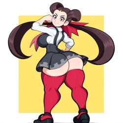 ai_generated ass dat_ass female female_focus female_only full_body huge_ass mullon novelai pokemon pokemon_oras pokemon_rse roxanne_(pokemon) solo that_ass_was_fat