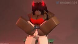 1boy 1boy1girl 1girls 3d background_music balls big_breasts blocky_body breasts dark-skinned_female demon_girl demon_horns faceless moaning pale-skinned_male penis pussy pussy_penetration roblox robloxian roguerr34 sex sound source_request tagme video