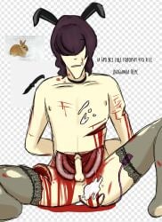 blood bunny_ears disembowelment gore guro hair_over_eyes male tied_up