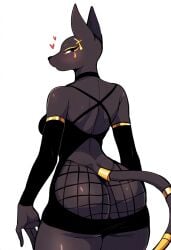 ai_generated anthro anubis back_view backless_dress backless_outfit egyptian_mythology female female_only fishnets nai_diffusion novelai self_upload weedvee420