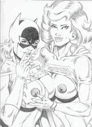 barbara_gordon batgirl dc monochrome nipples peter_temple supergirl tagme