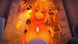 3d animated anna_anon cum cum_between_breasts cum_on_breasts horns huge_breasts long_hair orange_body orange_hair orange_slime_(anna_anon) paizuri pov sana_(anna_anon) sex slime_fighter_(anna_anon) slime_girl sound tagme titjob video