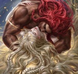 blonde_hair brothers canon_couple develvdeva elden_ring femboy femboy_on_male fromsoftware hugging incest kissing kissing_neck male male_on_femboy miquella miquella_the_kind missionary_position muscular muscular_male passionate passionate_sex red_hair shadow_of_the_erdtree starscourge_radahn wholesome wholesome_sex