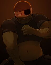 countryhumans eyepatch hungary_(countryhumans) lifting_shirt male_only muscular seductive suggestive