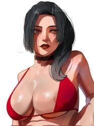 amber_eyes areola areola_slip areolae barely_contained barely_contained_breasts big_breasts bikini bikini_top black_hair breasts brown_eyes choker claire_redfield cleavage drawink female female_only large_breasts nice_tits nipple_slip nipples orange_eyes pale-skinned_female pale_skin red_bikini red_bikini_top red_eyes resident_evil solo solo_female underboob