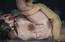 1boy 1girls alien_girl big_breasts enjoying female height_difference humanoid mdthetest not_furry nude predator_(franchise) sex sweat vaginal vaginal_penetration yautja