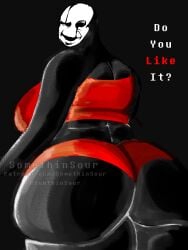 2d 2d_(artwork) ass_focus big_ass creepy creepy_smile curvy deltarune gaster looking_back patreon_username photobashing red_swimwear scary_face smile somethinsour swimsuit twitter_username undertale w.d._gaster wtf
