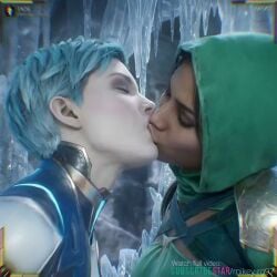2girls ai_generated animated clothed_sex edited frost_(mortal_kombat) girls_only google_gemini grok grok_imagine ice jade_(mortal_kombat) kissing mikey-rg97 mortal_kombat_11 netherrealm_studios on_floor passionate_kiss sound tagme video warner_bros._games yuri