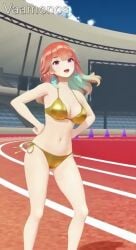 2girls 3d ai_generated animated bikini black breasts cleavage earrings edit feather_earrings feathers gradient_hair green_hair hair halterneck hands_on_hips hololive jewelry large_breasts looking_at_viewer medium_breasts multicolored_hair navel oozora_subaru orange_hair purple_eyes short_hair side-tie_bikini_bottom sky sound string_bikini swapped_clothes swimsuit tagme takanashi_kiara vaamonos video virtual_youtuber