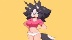 animated black_hair bouncing_breasts breasts cameltoe dog_ears dog_girl dog_tail female looking_at_viewer neddyah showing_breasts solo solo_female tagme underwear video