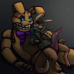 fnaf furry fursona into_the_pit kangaroo monster_cock pit_spring_bonnie_(fnafitp) size_difference spring_bonnie tentacle_dick