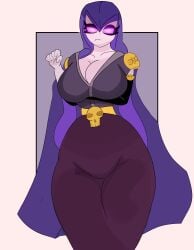 arms_crossed big_ass big_breasts blush clothed clothing curvy curvy_female fanart female glowing_eyes hand_on_breast huge_breasts purple_eyes skintight solo solo_female supercell thicc thicc_thighs thick_thighs wide_hips wide_thighs witch witch_(clash_of_clans) witch_(clash_royale)