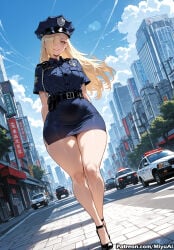 1girl ai_assisted ai_generated arms_behind_back bangs belt blonde_hair blue_eyes blue_sky breasts building city cityscape cloud curvaceous curvy curvy_female curvy_figure day female giantess hat large_breasts long_hair looking_at_viewer miniskirt miyuai naruto naruto_(series) outdoors peaked_cap pencil_skirt police police_hat police_uniform policewoman skirt sky skyscraper smile solo standing sunlight thick thick_ass thick_butt thick_hips thick_legs thick_thighs uniform voluptuous voluptuous_female watermark wide_hips wide_thighs yamanaka_ino