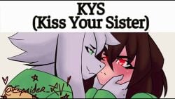 1boy 1nonbinary artist_request artist_signature asriel_dreemurr brother_and_sister chara incest incest_(lore) kissing meme undertale