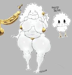 2d 2d_(artwork) 2d_artwork creature furry furry_female golden_bikini golden_week grey_background huge_ass huge_breasts huge_cock jelitrixx oc scketch