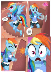 bike_shorts comic door door_knob equine flying friendship_is_magic hair heart multicolored_hair my_little_pony pegasus rainbow_dash_(mlp) shocked straight_hair surprised tagme unknown_artist wings