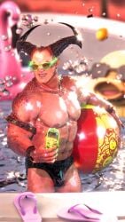 beach_background big_breasts general_shao mortal_kombat mortal_kombat_1_(2023) pool_party shao_kahn