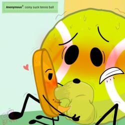 battle_for_dream_island battle_for_dream_island_again bfb bfdi bfdia blowjob coiny object_shows precum precum_leaking saliva saliva_on_penis tennis_ball_(bfdi) tentacle_penis