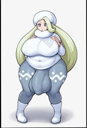 ai_generated big_balls big_breasts big_penis bulge bulge_through_clothing futanari gvukub huge_balls huge_breasts huge_cock melony_(pokemon) nintendo pokemon thick_thighs wide_hips