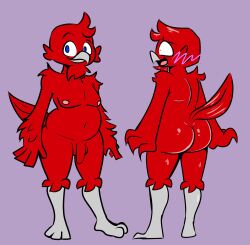 1boy anthro ass avian balls birbpan character_request chubby dilf male nude penis tagme