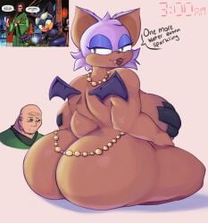 1boy 1girls 2d anthro artist_request busty comic curvaceous curvy curvy_figure dc dc_comics female female_focus imminent_sex lex_luthor looking_back male rear_view rouge_the_bat sega sitting sonic_(series) sonic_the_hedgehog_(series) superman_(series) tagme wide_hips