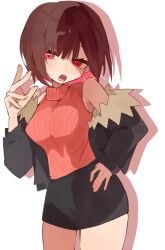 1girls artist_request breasts chara clothed_female red_clothing solo solo_female solo_focus storyfell storyfell_chara sweater undertale undertale_(series)