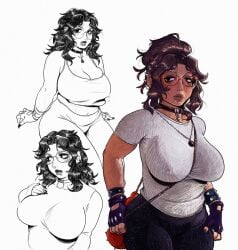 alt_girl alternative_fashion big_breasts braless breasts brown_hair brown_hair_female brown_skin brown_skinned_female brunette busty busty_female character_sheet cleavage dark_skin dark_skinned_female ear_piercing earrings eyebrow_piercing female female_only fingerless_gloves glasses goth goth_girl hot huge_breasts large_breasts lip_piercing nipple_bulge no_bra oc original original_character piercing piercings pokies punk punk_girl solo solo_female strap_between_breasts tagme_(artist) tight_clothes tight_clothing tight_shirt