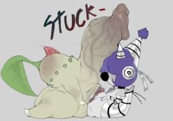ahegao androgynous balls_deep ballsack chikorita hyper hyper_penis knot nintendo oc original original_character penis_bigger_than_body penis_bulge penis_in_pussy pokemon pokemon_(species) pokephilia small_but_hung starter_pokemon stuck tagme tongue_out utaro_uta