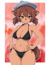1girl big_breasts bikini bikini_top boobs booty caked_up female_only latam_virtual_youtuber mogambuzz raccoon_ears raccoon_girl raccoon_tail sexy_body sexy_female youtuber_girl