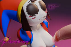 big_penis blender blender_(software) boobs brown_hair cum_on_face facial fellatio oral phantomony pomni_(the_amazing_digital_circus) sucking_penis the_amazing_digital_circus