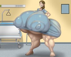 2026 alternate_body_type alternate_breast_size ber00 ctrl+alt+del half_naked hospital hospital_bed hospital_gown hospital_room hyper_ass hyper_breasts hyper_nipples licking_lips lilah_macmanus loss meme_reference