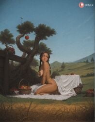 1girl ai_generated aisinful apple ass avatar_the_last_airbender basket big_ass big_boobs big_butt blush braid breasts brown_hair butt dark-skinned_female dark_skin female food forest fruit grapes hi_res katara large_breasts long_hair medium_breasts nature nipples nude sitting solo thick_thighs tree wide_hips