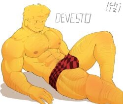 1boy 2026 2d 2d_(artwork) abs artist_signature bara bara_tits barazoku boxers boxers_only checkered_bottomwear checkered_clothes checkered_underwear clothed clothing color colored devesto die_of_death_(roblox) digital_drawing_(artwork) digital_media_(artwork) hairy hairy_arms hairy_chest hairy_legs hairy_male looking_at_viewer male male_only manly muscular muscular_male nipple_piercing nipple_piercings nipples pecs rebelliousmilk roblox roblox_game simple_background smile smiling solo solo_male thick_thighs thighs underwear watermark white_background yellow_body yellow_skin
