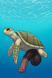 ai_generated animal_genitalia feral horsecock migalones reptile sea_turtle turtle underwater water