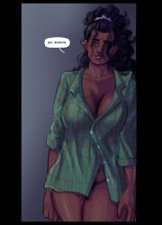 alternate_version_available beautiful beautiful_female beauty_mark big_breasts black_hair bottomless bottomless_female breasts brown_skin brown_skinned_female casual casual_bottomless cleavage curly_hair dark_skin dark_skinned_female dc dc_comics earrings effortlessly_beautiful female female_only fitmarshmellow fluffy_hair huge_breasts large_breasts lois_lane messy_hair mole mole_on_breast mole_on_thigh mole_under_mouth nickname no_bra no_panties no_underwear official_alternate_costume pretty pretty_girl pubic_hair pubic_hair_peek shirt shirt_only solo solo_female superman_(series) talking_to_partner talking_to_viewer thick_thighs thighs voluptuous voluptuous_female wife
