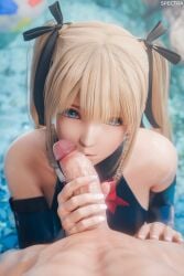 1boy 1girls 3d blonde_hair blowjob blue_eyes cfnm clothed_female_nude_male cock cock_worship dead_or_alive dick eye_contact fellatio female female_human handjob human human_male light-skinned_female light_skin male marie_rose oral outdoor_sex outdoors pigtails pov pov_eye_contact small_breasts spectra3d teenage_female teenager