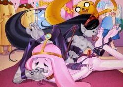 adventure_time bdsm canon_couple exhibitionism femdom femsub finn_the_human jake_the_dog lezdom marceline princess_bubblegum public_exposure public_sex tagme xu53r yuri
