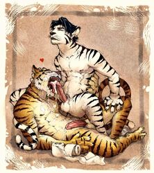 2boys abs anthro balls cum cum_in_mouth cum_on_chest ear_piercing erection feline fellatio fur furry gay heart licking male male_only muscles oral oral_sex penis piercing pockyrumz sex tiger tongue tongue_out yaoi