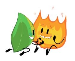 battle_for_dream_island battle_for_dream_island_again bfb bfdi bfdia firey_(bfdi) handjob leafy_(bfdi) luridime object_shows penis stroking_penis