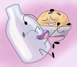 battle_for_dream_island battle_for_dream_island_again bfb bfdi bfdia blowjob bottle_(bfdi) licking_penis luridime object_shows pie_(bfdi) saliva tentacle_penis tounge tounge_out translucent translucent_body