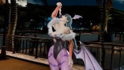 big_breasts breasts capcom darkstalkers female giantess imminent_vore juri_han morrigan_aensland mouth_open nude_female street_fighter succubus tagme themightyhq thick_thighs vore