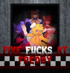 3d bonnie_(cally3d) bonnie_(fnaf) chica_(cally3d) chica_(fnaf) comic female_only five_nights_at_freddy's fnaf foxy_(cally3d) foxy_(fnaf) freddy_(cally3d) freddy_(fnaf) fredina's_nightclub nightbotgrey pose poster