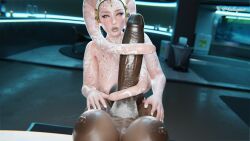 3d female foreskin futanari hand_on_thighs huge_balls huge_breasts huge_penis lekku lekkujob looking_at_viewer pov pubic_hair quyan_yazu tian_xiaoxiao yeetiques