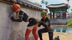 2girls 3d_animation ai_generated ass_worship clothing epic_games fortnite fortnite:_battle_royale grok kissing_ass looking_back multicolored_hair nix_scarlet_(fortnite) orange_hair pale-skinned_female panties punk punk_girl red_eyes skirt_lift sound sunny_(fortnite) tagme tan_skinned_female thick_ass video white_panties yuri