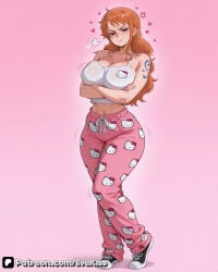 1girl 1girls ai_generated bangs breasts breasts, brown_eyes camel_toe cameltoe cleavage clothed clothed_female curvy curvy_figure evekiss female female_focus female_only focus fringe fully_clothed ginger ginger_hair large_breasts long_hair nami_(one_piece) nipples nipples_covered nipples_visible_through_clothing one_piece orange_hair pussy red_hair sfw solo solo_female solo_focus teeth thick_thighs thighs tight_clothes tight_clothing uncensored wide_hips