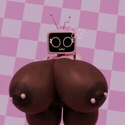 :3 animated antennae big_breasts breasts huge_breasts mocha_(cofficremer) nipple_piercing robot_girl screen_face screen_head shaking_breasts tagme tv_head