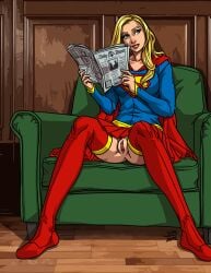 2d dc dc_comics female female_focus female_only going_commando no_panties prodigyduck supergirl superman_(series) tagme upskirt