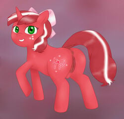 2013 anus ass cute cutie_mark equine female green_eyes hair hi_res horn horse looking_at_viewer my_little_pony nipples original_character plain_background pony pussy red_ribbon red_ribbon_(oc) smile solo two_tone_hair unicorn zekromlover