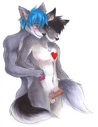 anthro blue blush bottom canine condom crazy-go-lucky dom domination erection fluffy fur furry gay hair heart husky male nightwind nightwind005 nude penis piercing submissive wolf